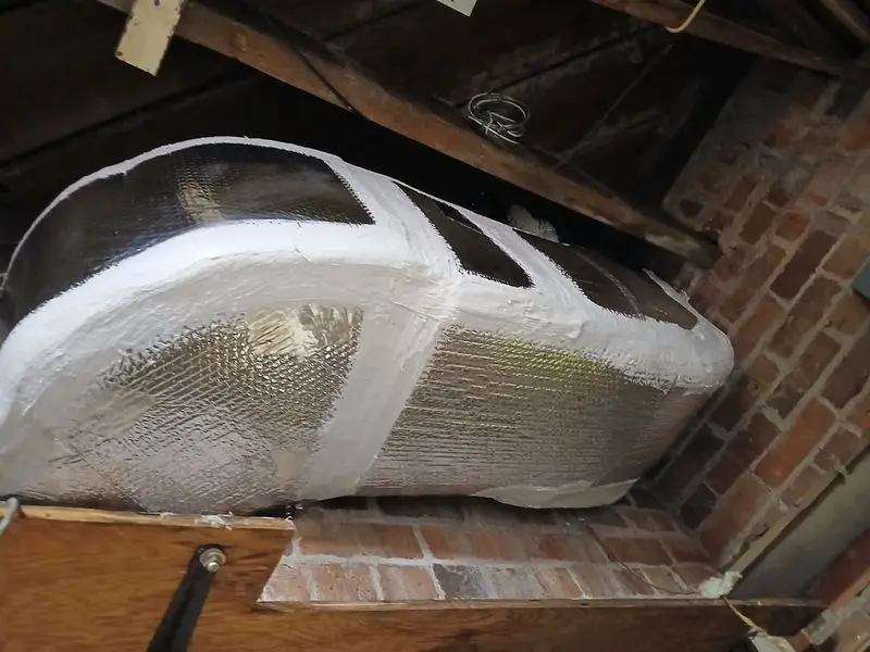 Duct joints sealed with mastic in a coastal Georgia crawl space
