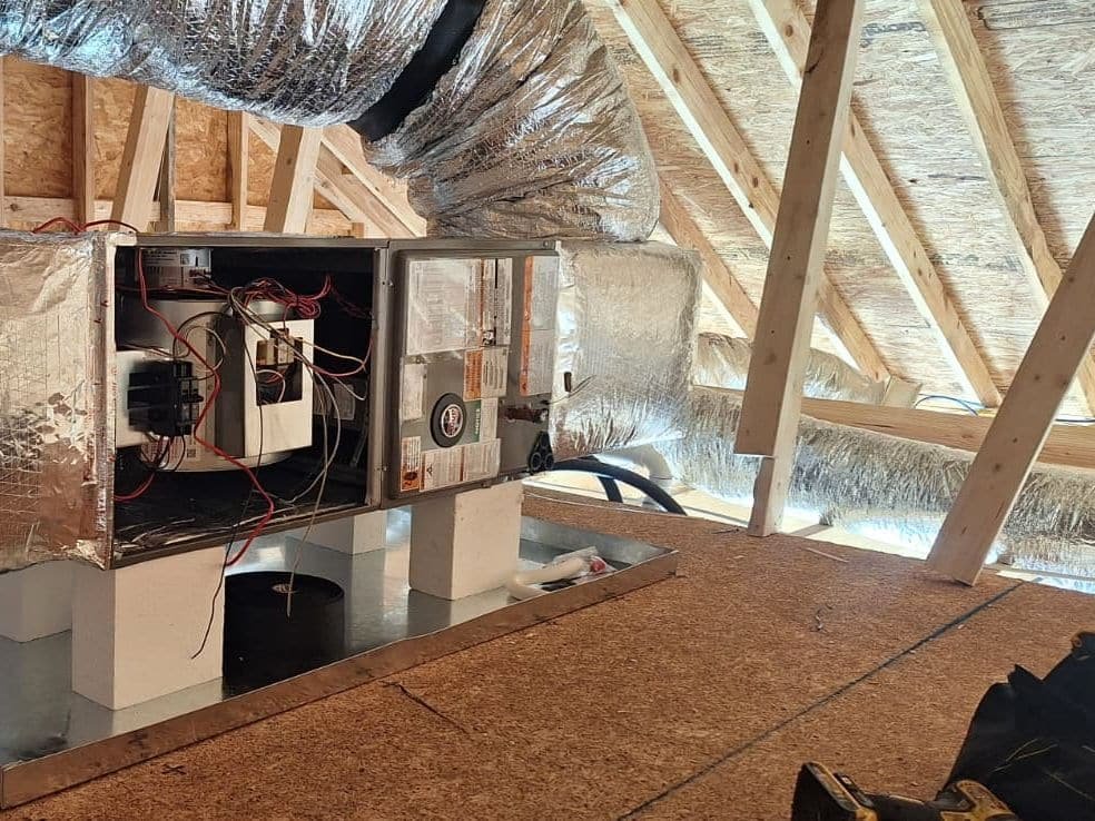 New insulated flex duct canopy installed by Ventura in a Georgia attic