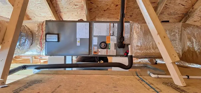 Air handler hung level in an attic in the Savannah area